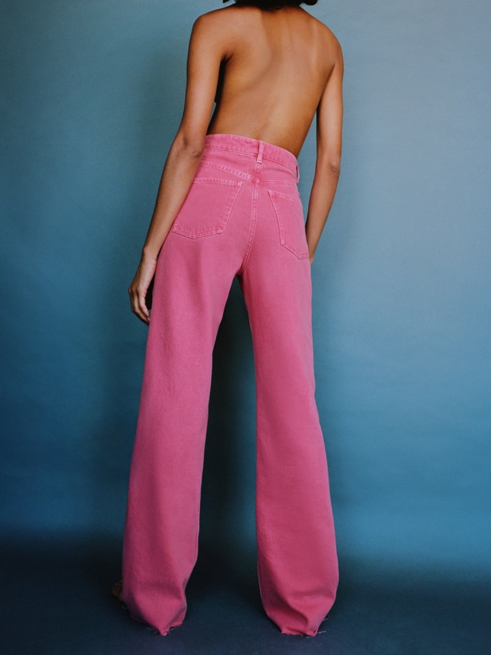 Zara High Rise Pink Jeans with Wide-Leg Fit